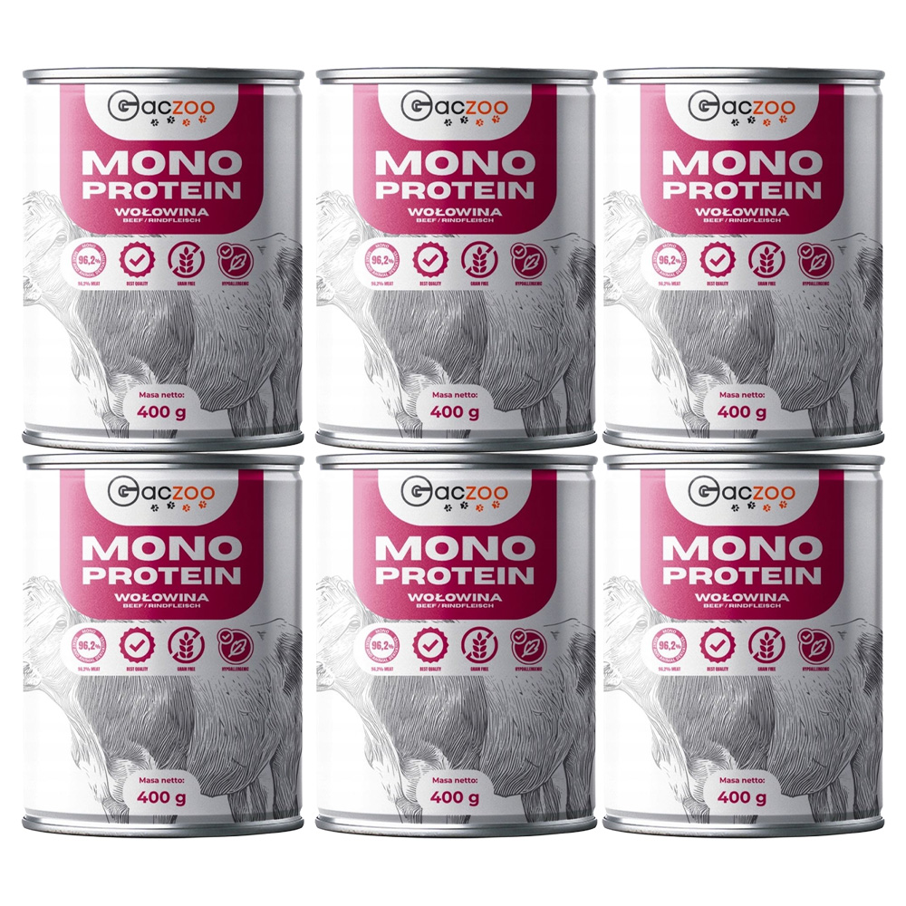 Gaczoo MONO Protein karma mokra dla psa Wołowina 6x400g